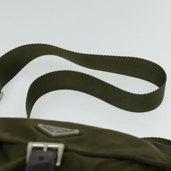PRADA Shoulder Bag Nylon Khaki Silver - Picture 8 of 12